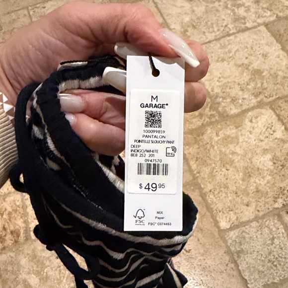 GARAGE Striped Navy and White Wide-Leg Pants - Picture 6 of 6